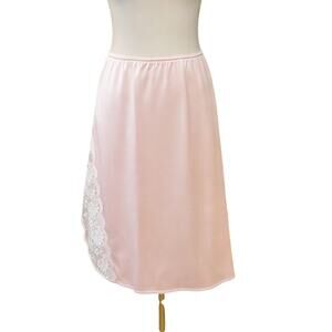 Vintage Sears Peach Half Slip Nylon Side Slit Lace Trim Rosebud Size Medium